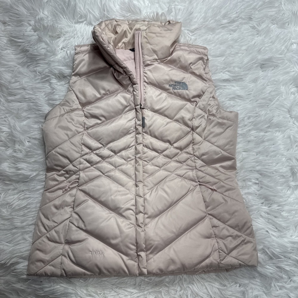 The North Face Vest Women's Small Blush Color 550 Down Puffer Quilted Insulated